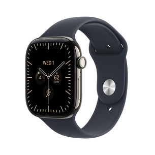 Apple Watch 12, 42 mm, GPS+5G, titano, Sport Band, M/L, titano spalvos / tamsiai mėlynas - Išmanusis laikrodis