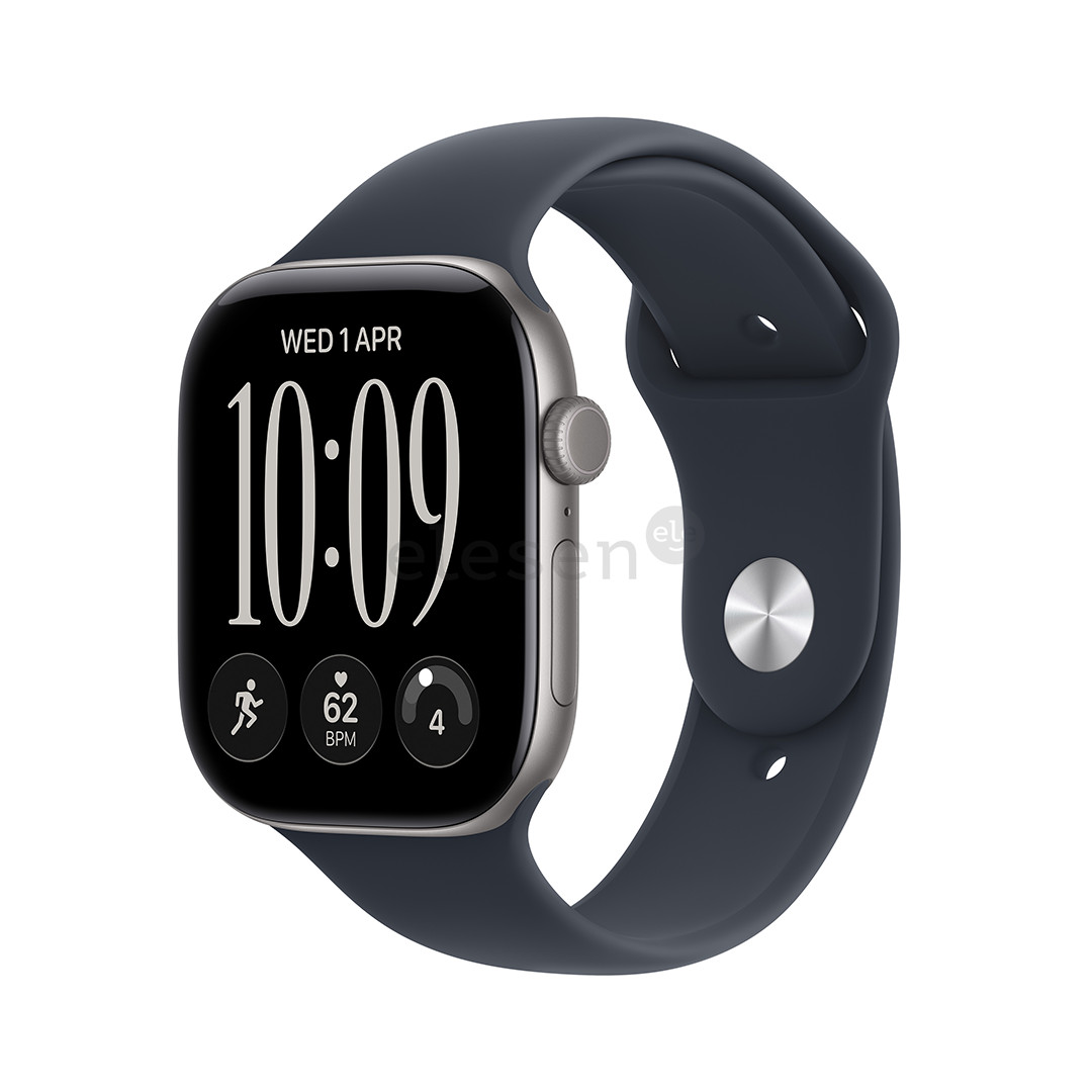 Apple Watch 12, 46 mm, GPS, aliumininis, Sport Band, M/L, tamsiai pilkas / tamsiai mėlynas - Išmanusis laikrodis