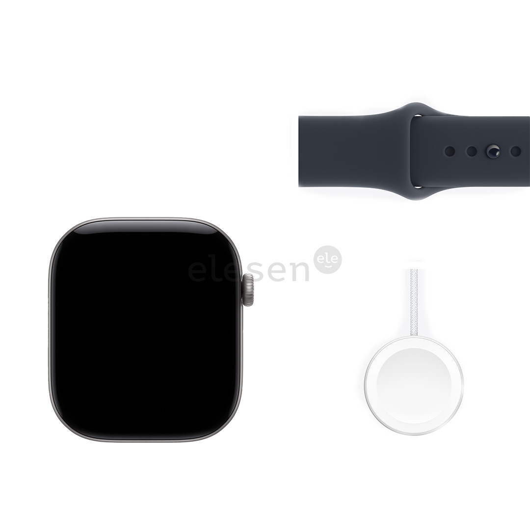 Apple Watch 12, 42 mm, GPS+5G, aliumininis, Sport Band, M/L, tamsiai pilkas / tamsiai mėlynas - Išmanusis laikrodis
