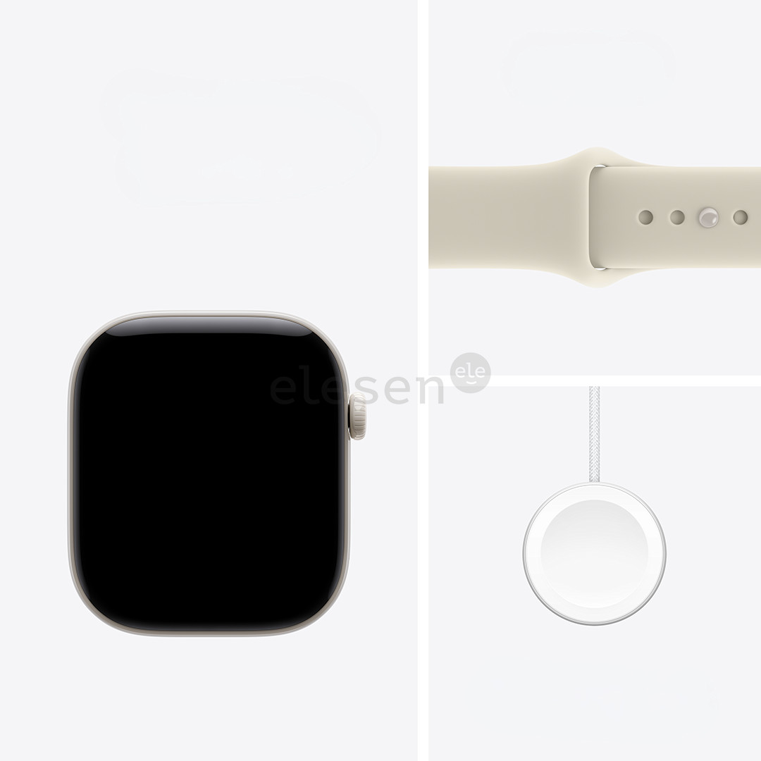 Apple Watch 12, 46 mm, GPS+5G, keramikinis, Sport Band, M/L, baltas / smėlio spalvos - Išmanusis laikrodis