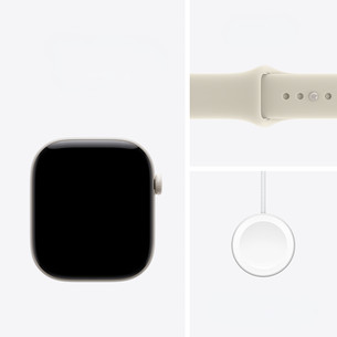 Apple Watch 12, 46 mm, GPS+5G, keramikinis, Sport Band, S/M, baltas / smėlio spalvos - Išmanusis laikrodis
