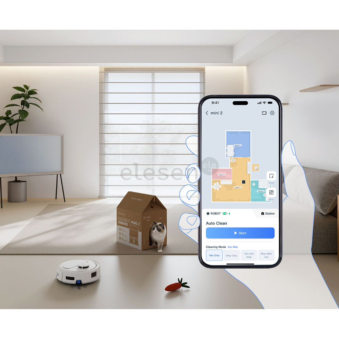 Ecovacs Deebot mini 2, wet & dry, baltas - Dulkių siurblys robotas