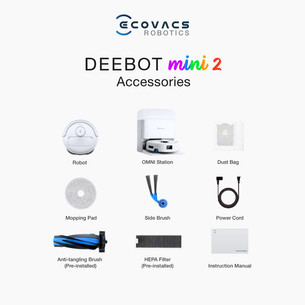 Ecovacs Deebot mini 2, wet & dry, baltas - Dulkių siurblys robotas
