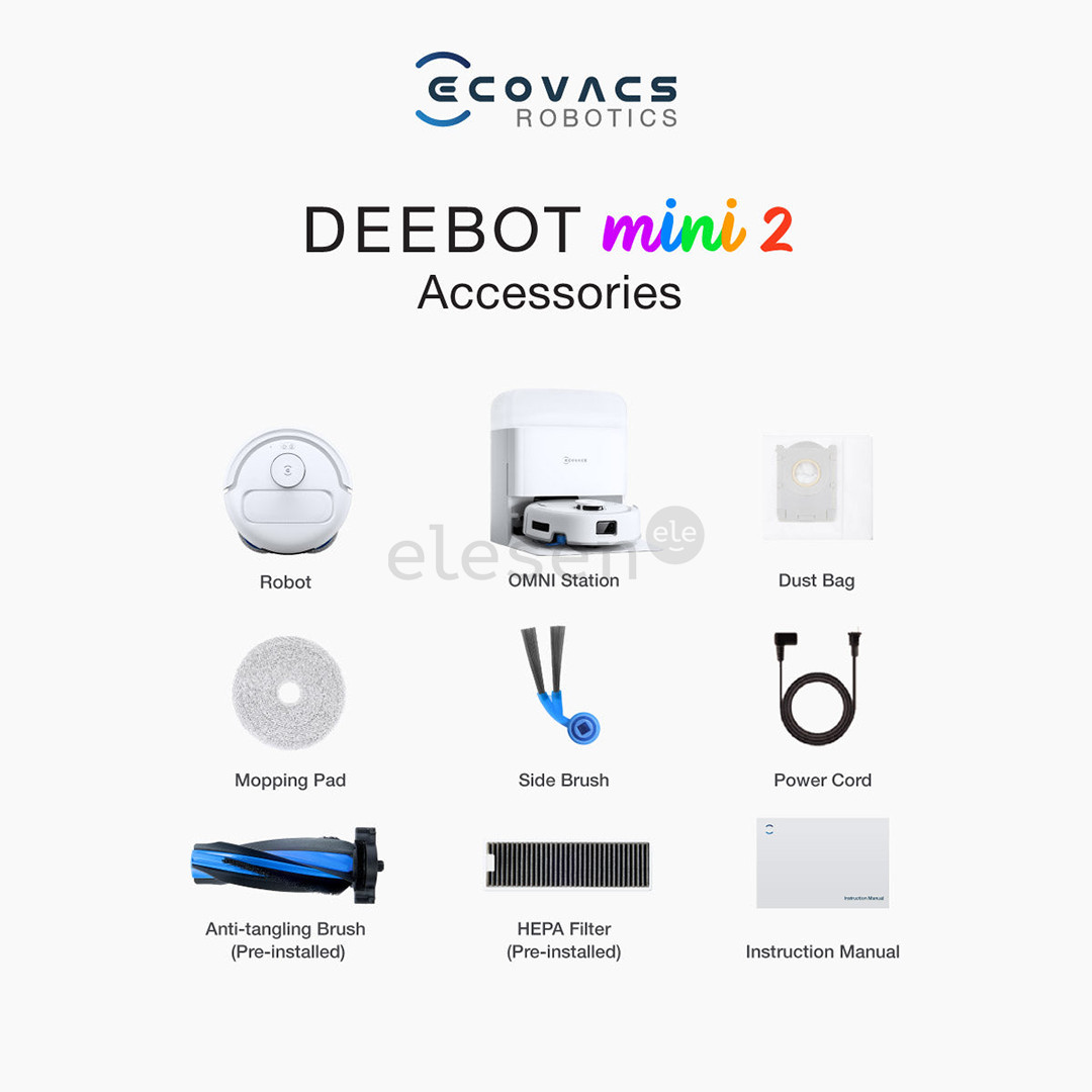 Ecovacs Deebot mini 2, wet & dry, baltas - Dulkių siurblys robotas