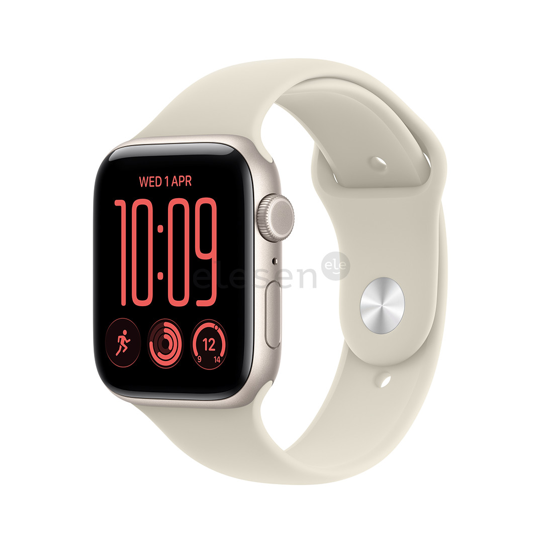 Apple Watch SE 3, 40 mm, GPS + Cellular, Sport Band, S/M, šviesaus aliuminio / smėlio spalvos  - Išmanusis laikrodis