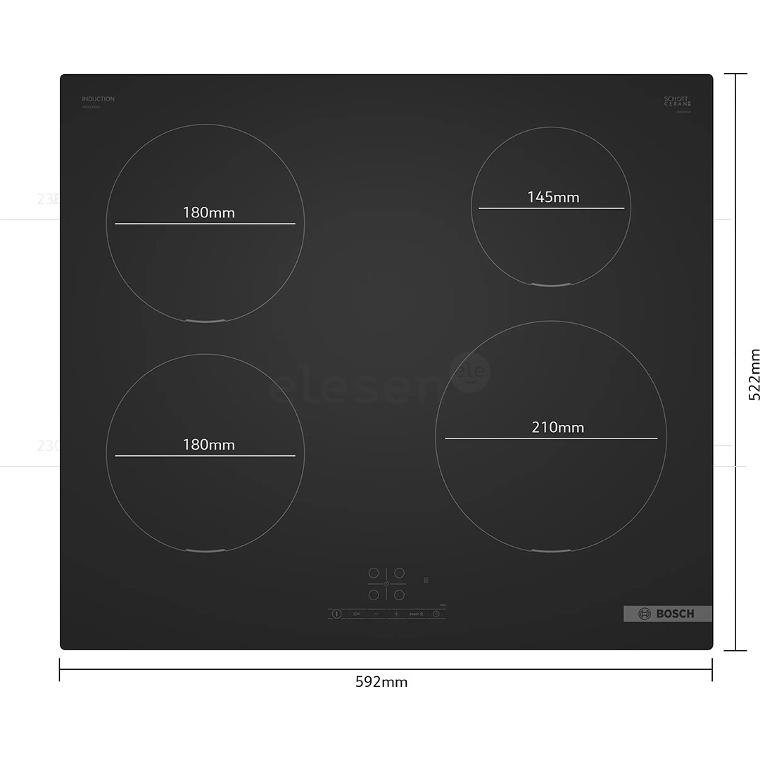 Bosch Series 4, width 59.2 cm, frameless, matte black - Built-in induction hob