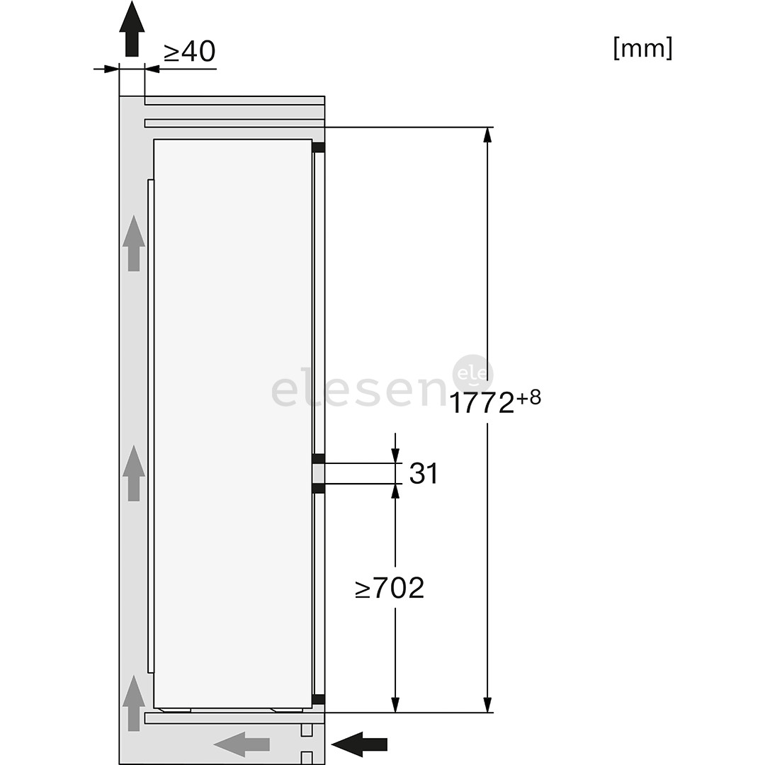 Miele KDN 7724 E Active, NoFrost, 260 L, height 178 cm - Built-in refrigerator