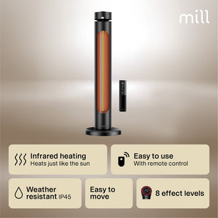 Mill Outdoor heater, 2000 W, black - Infrared patio heater