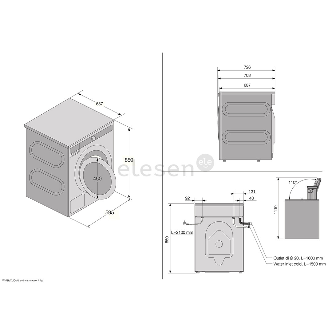Asko Steel Seal, 11 kg, gylis 68,7 cm, 1400 aps./min. - Skalbimo mašina