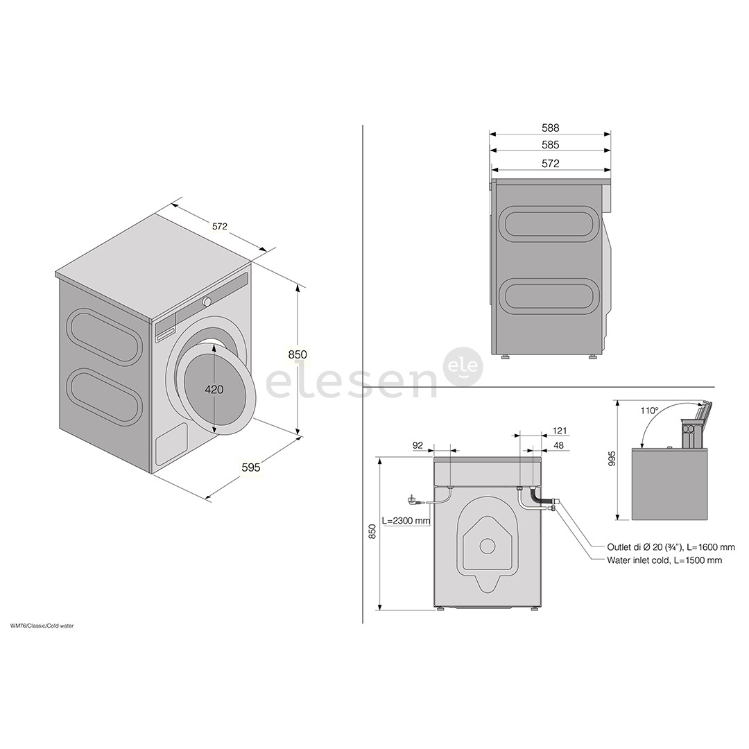 Asko Steel Seal, 8 kg, gylis 57,2 cm, 1400 aps./min. - Skalbimo mašina