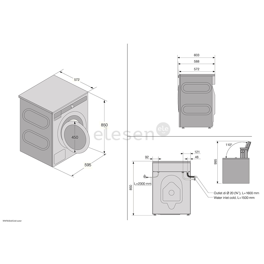 Asko Steel Seal, 9 kg, gylis 57,2 cm, 1600 aps./min. - Skalbimo mašina