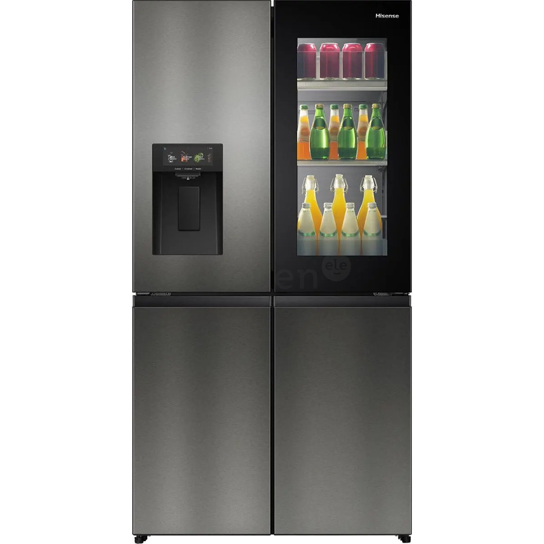 Hisense Hi7, NoFrost, 615 l, aukštis 179 cm, tamsaus nerūdijančio plieno - SBS Šaldytuvas