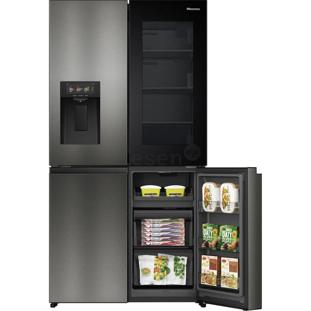 Hisense Hi7, NoFrost, 615 l, aukštis 179 cm, tamsaus nerūdijančio plieno - SBS Šaldytuvas
