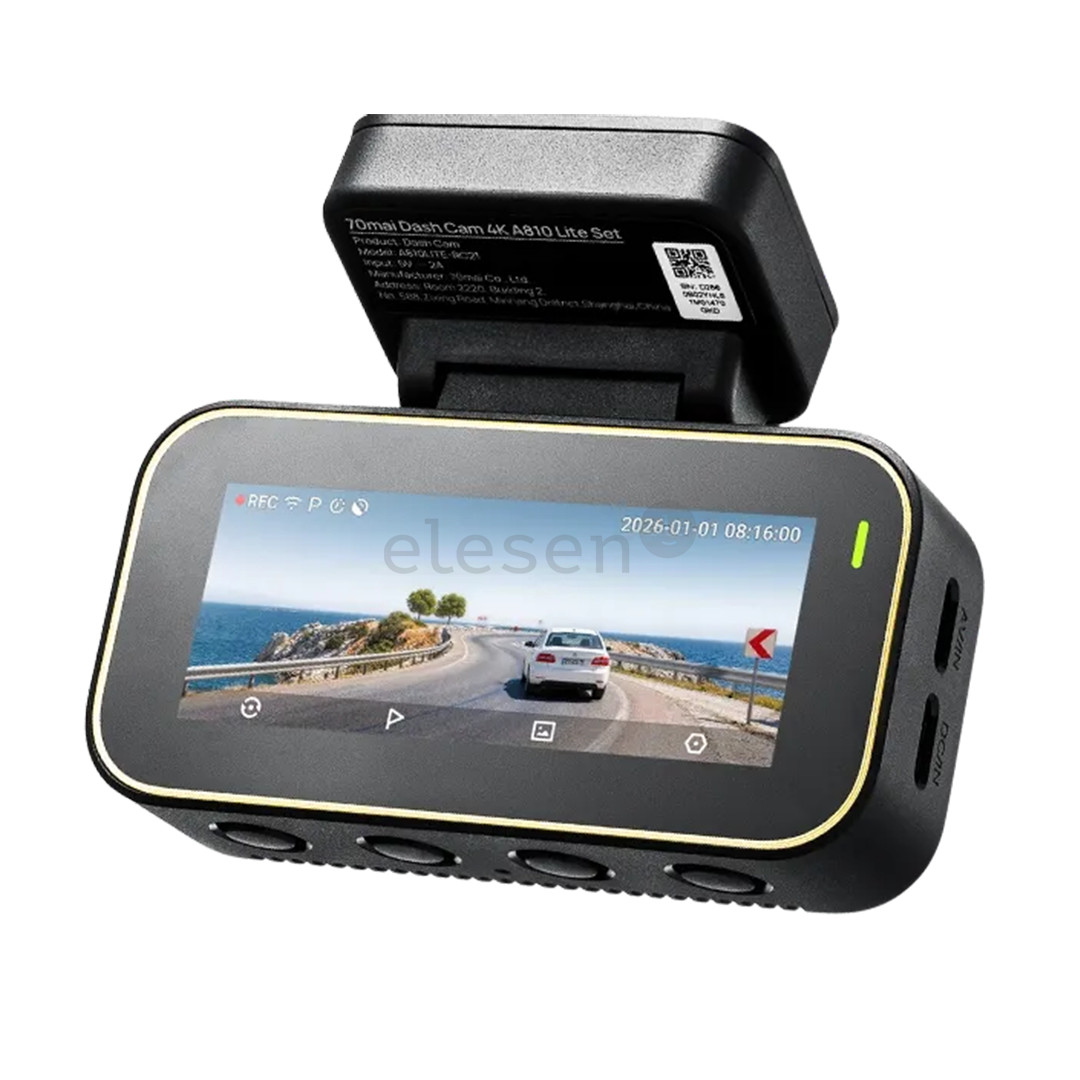 70mai Dash Cam 4K A810 Lite + RearCam, 4K, черный - Видеорегистратор