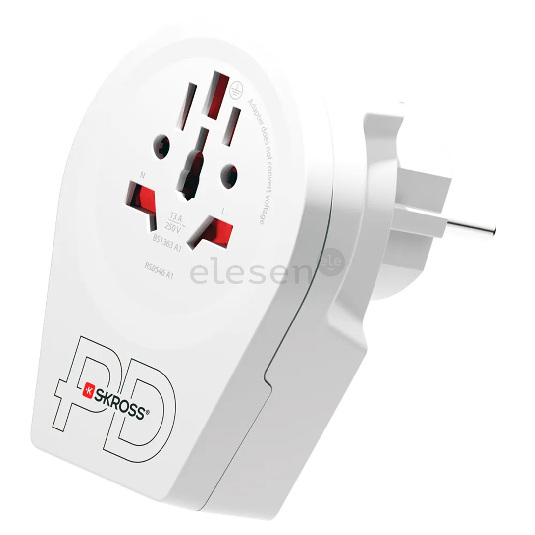 Skross World to Europe, USB-A, USB-C, белый - Адаптер для путешествий