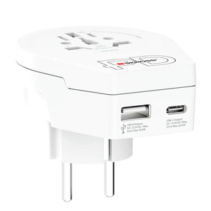 Skross World to Europe, USB-A, USB-C, белый - Адаптер для путешествий