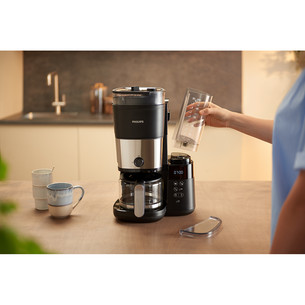 Philips All-in-1 Brew, built-in grinder, 1,25 L, juodas - Kavos virimo aparatas