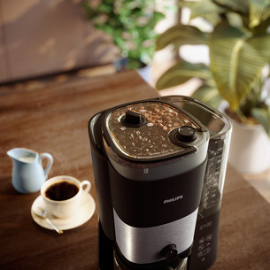Philips All-in-1 Brew, built-in grinder, 1,25 L, juodas - Kavos virimo aparatas