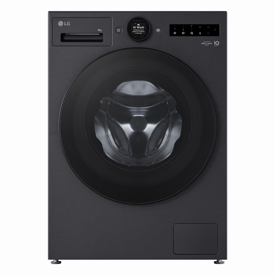 LG, 9 кг, глубина 47,5 см, 1200 об/мин, черный - Стиральная машина с передней загрузкой