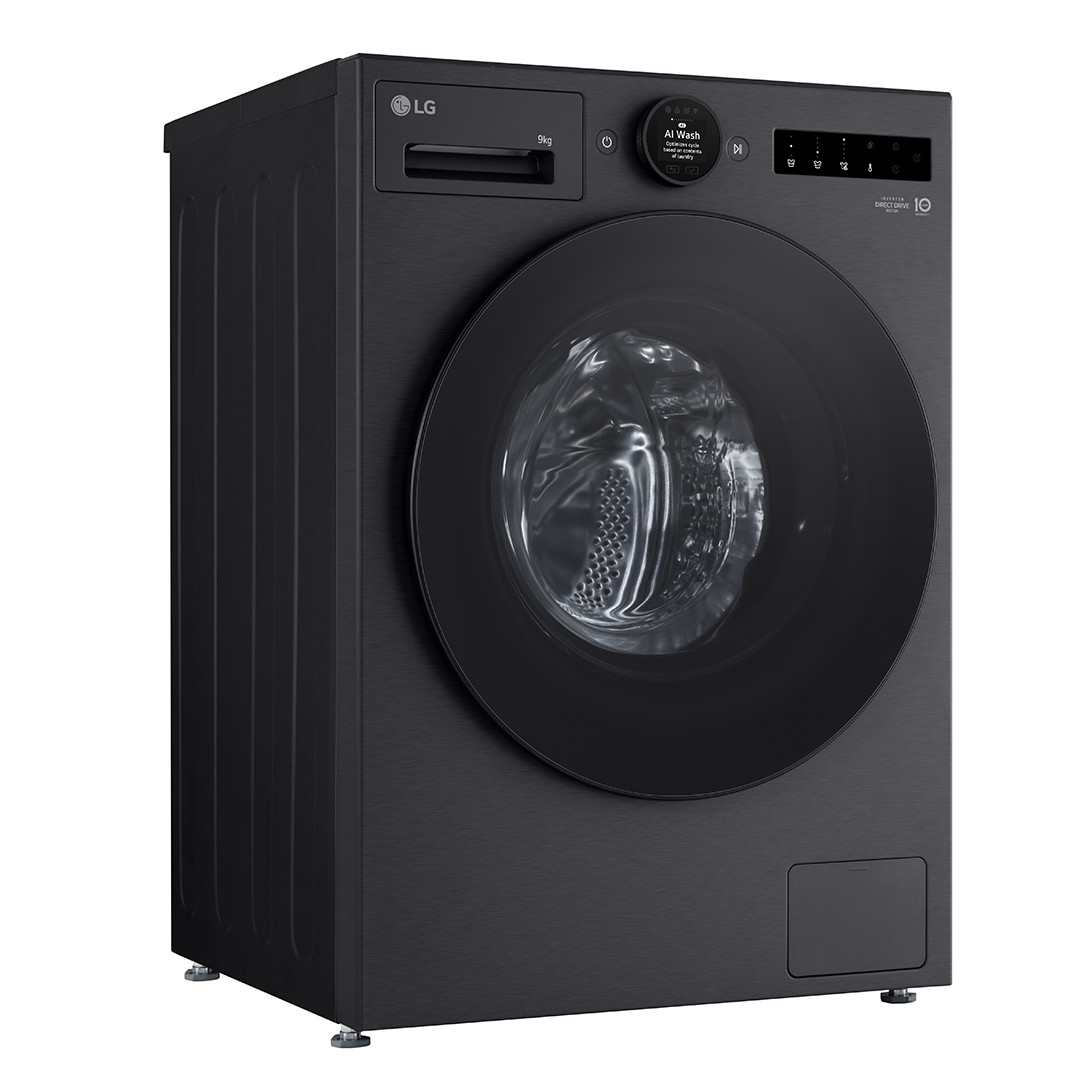 LG, 9 кг, глубина 47,5 см, 1200 об/мин, черный - Стиральная машина с передней загрузкой