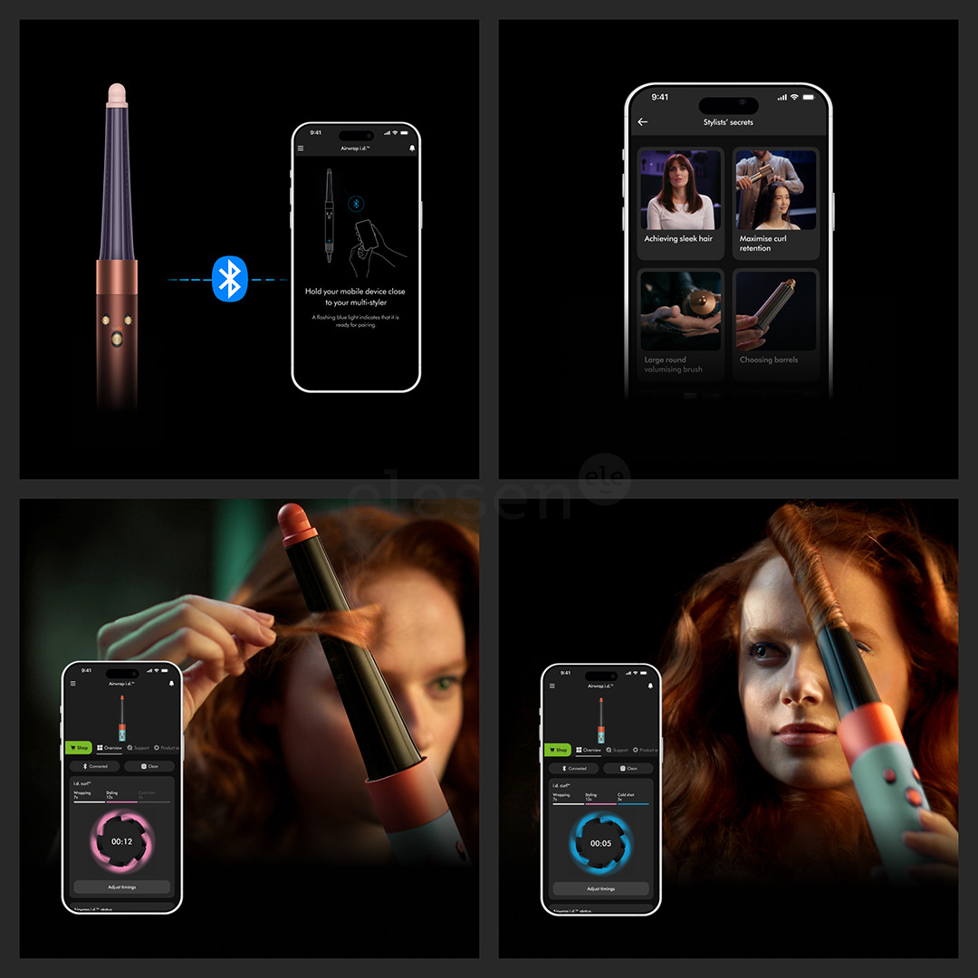 Dyson Airwrap i.d.™, Bluetooth®, 1300 Вт, Straight+Wavy, фиолетовый/медный - Стайлер для волос
