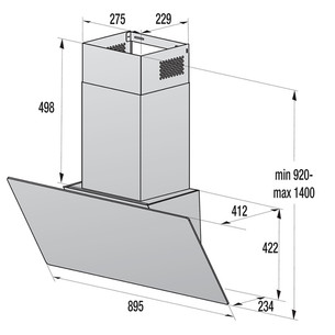 Hisense, 767 m³/h, width 89.5 cm, black - Cooker hood