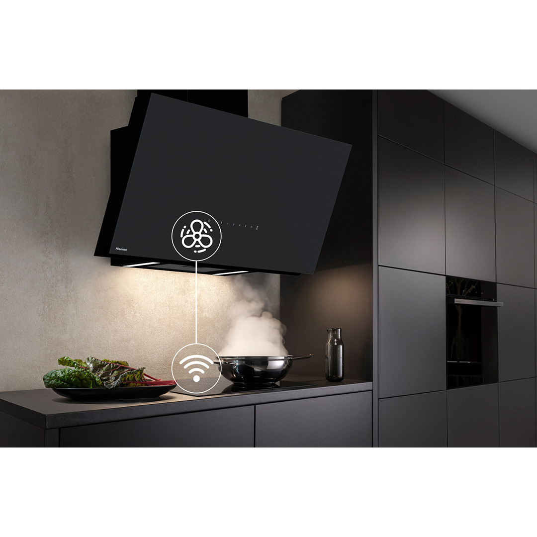 Hisense, 767 m³/h, width 89.5 cm, black - Cooker hood