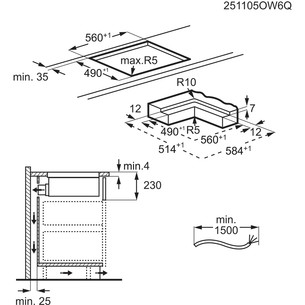 Electrolux 600 XT Bridge, plotis 60 cm, juoda - Įmontuojama indukcinė kaitlentė su gartraukiu