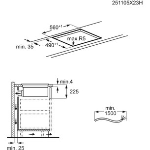 Electrolux 600 XT Bridge, plotis 60 cm, juoda - Įmontuojama indukcinė kaitlentė su gartraukiu