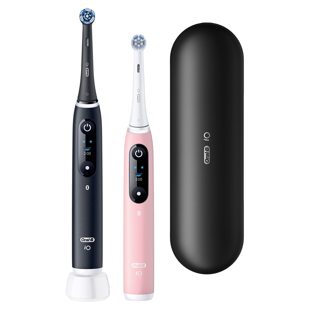 Braun Oral-B iO6 Duo Pack, juodas / rožinis - Elektrinių dantų šepetėlių rinkinys