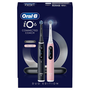 Braun Oral-B iO6 Duo Pack, juodas / rožinis - Elektrinių dantų šepetėlių rinkinys