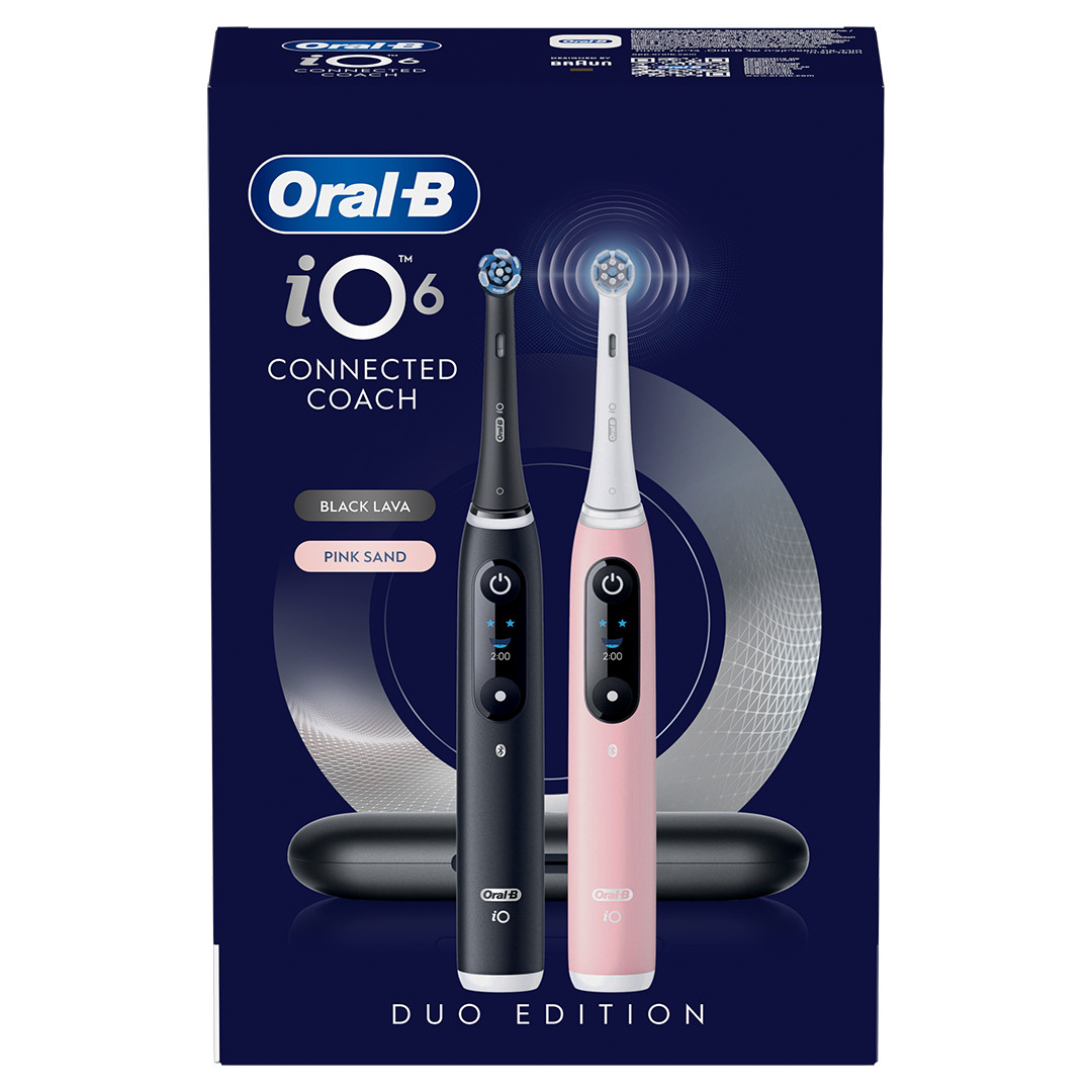 Braun Oral-B iO6 Duo Pack, juodas / rožinis - Elektrinių dantų šepetėlių rinkinys
