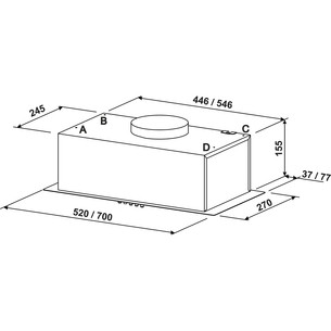 Eleyus, 440 m³/h, width 52 cm, black - Built-in cooker hood