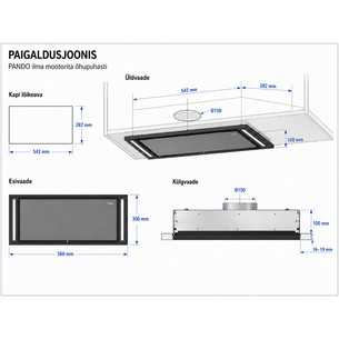 Pando GRX Slim, without motor, width 56 cm, black - Built-in cooker hood