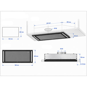 Pando GRX Slim, without motor, width 56 cm, black - Built-in cooker hood