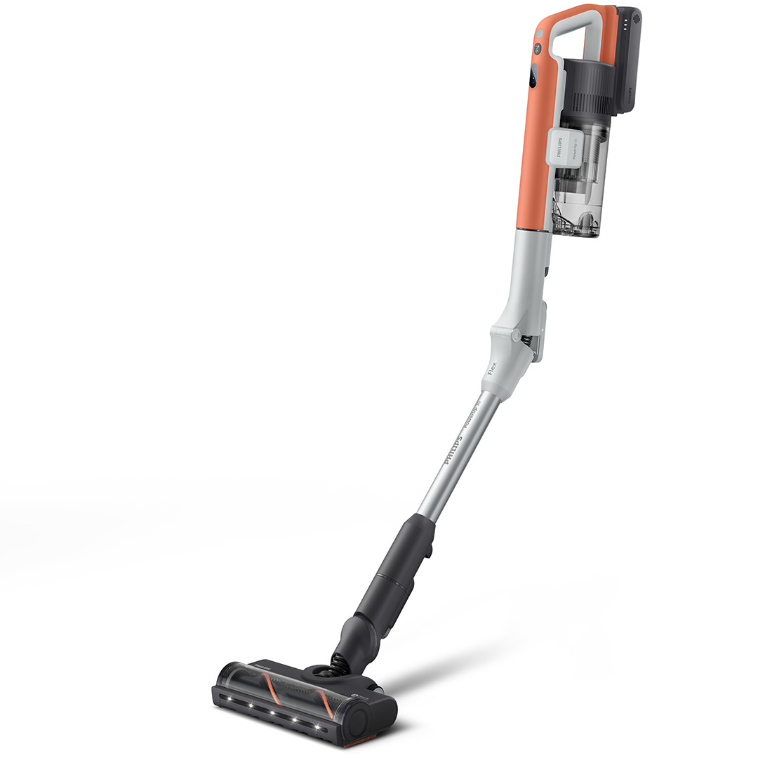 Philips PowerUp 30, oranžinis/sidabro spalvos - Belaidis dulkių siurblys