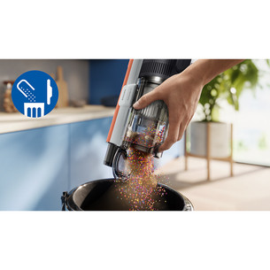 Philips PowerUp 30, oranžinis/sidabro spalvos - Belaidis dulkių siurblys