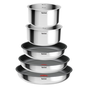 Tefal Ingenio Cook Eat, 8-piece set, stainless steel - Pots and pans set with lids + removable handle