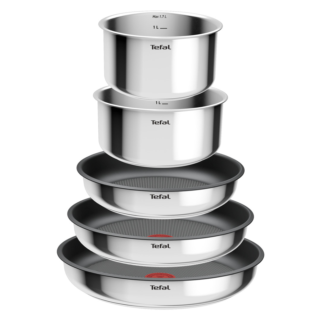 Tefal Ingenio Cook Eat, 8-piece set, stainless steel - Pots and pans set with lids + removable handle