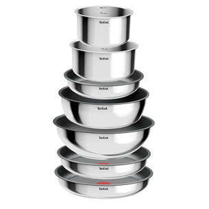 Tefal Ingenio Cook Eat, 15-piece set, stainless steel - Pots and pans set with lids + removable handle
