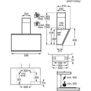 AEG 7000 Series, 760 m³/h, black - Cooker hood