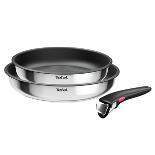 Tefal Ingenio Cook Eat, 3 dalių, nerūdijantis plienas - Keptuvių rinkinys + nuimama rankena L8813S75
