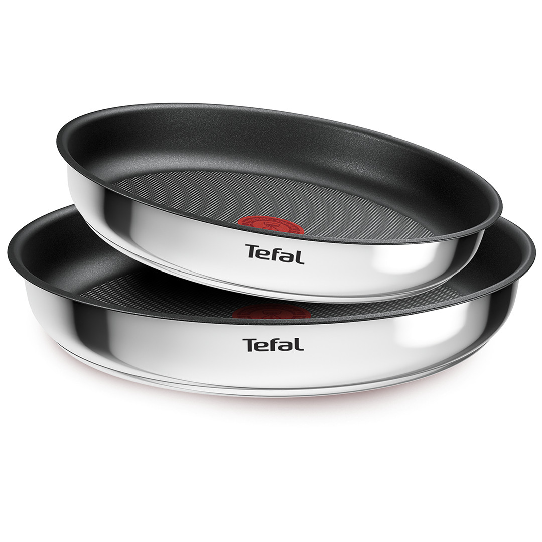 Tefal Ingenio Cook Eat, 3 dalių, nerūdijantis plienas - Keptuvių rinkinys + nuimama rankena