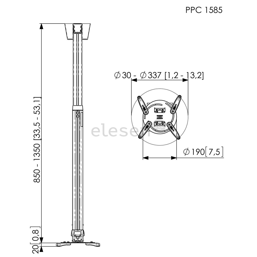 Потолочное крепление для проектора Vogel´s PPC 1585 (85-135 см)