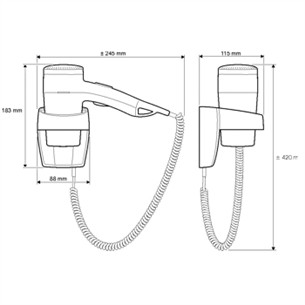 Valera Premium 1100, 1100 W, white - Wall-mounted hairdryer