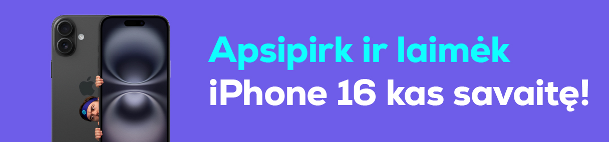 Apsipirk ir laimėk iPhone 16 kas savaitę!